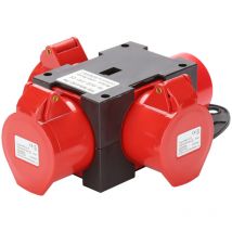 Miya - swanew Stromverteiler Verteiler Baustromverteiler cee 16A 400V - 3 x 16 a mit Sicherheitsklappdeckeln für Baustelle