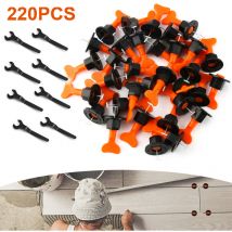 Tolletour - Système de nivellement de carreaux 220 pièces Pack entretoises de niveleurs de carreaux réutilisables pour la construction