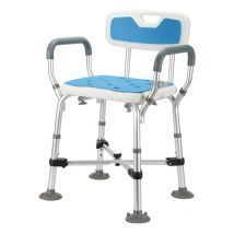 Tolletour - einfeben Tabouret de douche Tabouret de bain Hauteur réglable Chaise de douche - jusqu'à 180kg Supports croisés avec bras et dossier