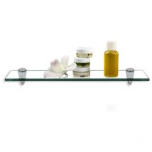 Glasablage Glasregal ideal für Bad. Dusche und zur modernen Dekoration mit Halterung aus Edelstahl 8 mm 50x10 cm Klarglas - Tolletour