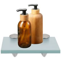 Glasablage Glasregal ideal für Bad. Dusche und zur modernen Dekoration mit Halterung aus Edelstahl 8 mm 20x10 cm Milchglas - Tolletour