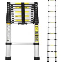 Tolletour - Teleskopleiter Ausziehleiter Klappleiter Stabil Aluminium Stehleiter bis 150kg 3.2m Silber ohne haken