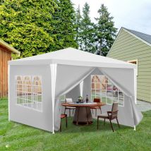 Tente Pavillon Polyéthylène Tubes en Acier – Tente de luxe en polyéthylène et tubes en acier. tente de jardin pratique 3x3m Blanc - Tolletour