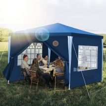 Tente Pavillon Tente de Jardin – Tente pratique pour la plage. montage facile avec Easy-Klett. parfait pour les fêtes 3x3m Bleu - Tolletour
