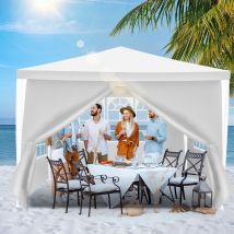 TolleTour Tente Pavillon Tente de Jardin – Tente pratique pour la plage. montage facile avec Easy-Klett. parfait pour les fêtes 3x3m Blanc