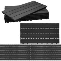Tolletour Terrassenfliesen Holzfliesen Balkon 30x60cm, Wpc Fliesen Wasserfilterbar Terrassen Garten, Anthrazit 48 Stück