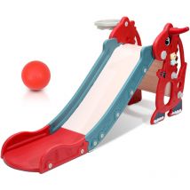 Tolletour - Toboggan enfant bébé 145 cm toboggan de jardin 4 en 1 toboggan toboggan basket rouge