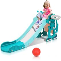 Tolletour - Toboggan enfant bébé 145 cm toboggan de jardin 4 en 1 toboggan toboggan basket vert