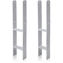 Tolletour - 2 x ancres h support de poteau support de clôture ancres de poteau mini pergolas 600MM pied de support 121MM