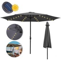 Parasol avec led 350 cm Parasol de plage Parasol de marché Parasol de jardin Parasol de terrasse Rond UV30+, Gris - Tolletour