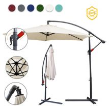 Parasol Grand Parapluie avec manivelle 360-Grad Drehbar um 360° drehbar pour terrasse, balcon Sonnenschutz, Beige - Tolletour