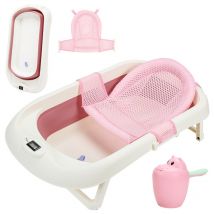 Tolletour - Bébé Baignoire Bébé Nacelle Enfants Pliable Pliable Bain Sûr 3 en 1 0-6 Ans avec Pieds Portable rose