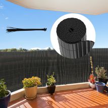 Tolletour - Canisse en pvc double face.90% d'occultation.gris anthracite.H.160 cm x L.300 cm