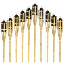 TolleTour Gartenfackeln Set 30x Lampen Fackeloel Docht 90cm Bambus Ölfackeln für draußen Lampenöl für fackeln Flammen Feuer Party Deko