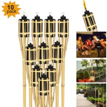 TolleTour Gartenfackeln Set 50x Lampen Fackeloel Docht 90cm Bambus Ölfackeln für draußen Lampenöl für fackeln Flammen Feuer Party Deko