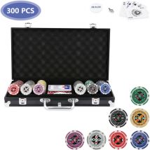 Jeu de jetons de poker en argile étui à jetons étui de poker chip 300 jetons cartes de poker - Tolletour