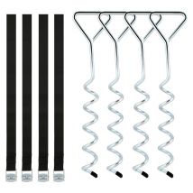 Kit d'ancrage au Sol 4 pièces pour Trampoline. balançoire. Chevilles d'ancrage en Spirale avec Sangles. Ancres de Trampoline. Chevilles d'ancrage en