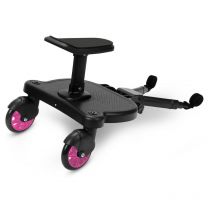 Tolletour - Planche de poussette Pédale auxiliaire Avec Velcro tige réglable Avec Siege pour Enfants de 2 à 6 ans jusqu'à 25 kg rose