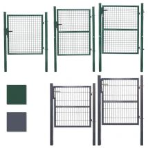 Porte de jardin porte de clôture en métal grillage Portail de jardin 100x125 cm Tube rond Vert - Tolletour
