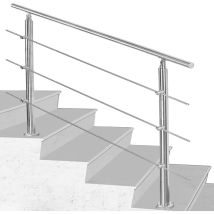 Rampe d'escalier Acier Inoxydable.Rambarde Main pour l'intérieur et l'extérieur Balustrade pour balcon.150x4.2x106.5cm avec 3 Tringles