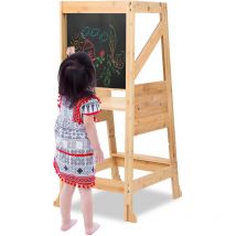 Einfeben Tour d'apprentissage en Bois, Tour d'observation pour Enfants, Marchepied pour bébé avec Tableau Noir- Blanc