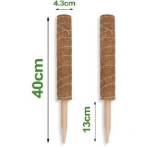 Tolletour - Tuteurs Coco Superposable 40cm Chacun. Poteau de avec Le Bâton de Bois Pointu pour Plantes Grimpantes Extension et Support 6X