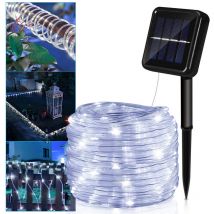 Tuyau de lumière solaire tuyau de lumière led chaîne lumineuse filet de lumière extérieure blanc froid 10M - Tolletour