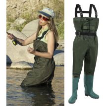 Waders deniers nylon poisson étang de pêche pantalon imperméable pêcheur étang pantalon en caoutchouc avec bottes 46 avec crochet - Tolletour