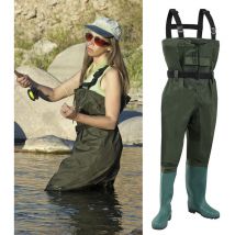 Waders deniers nylon poisson étang de pêche pantalon imperméable pêcheur étang pantalon en caoutchouc avec bottes 42 avec crochet - Tolletour