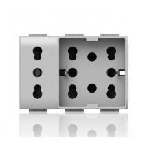 4 Box - Toma eléctrica universal bipaso y schuko 10/16A 3 módulos Side 4Box Unica para Bticino Matix 4B.AM.H21.XL