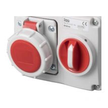 Toma de corriente enclavada con seccionador rosi material eléctrico serie 14 4p 32a 400v rojo - 14.3332r6-i