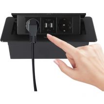 Toma de Corriente Retráctil Incorporada, Toma de Corriente Oculta de Sobremesa, Toma Múltiple Impermeable con 2 usb, Un Tipo c y 2 Enchufes Toma de