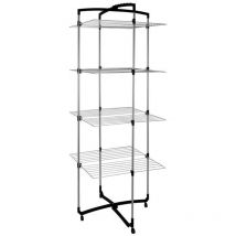 Tomado Wäschetrockner Tower 38m – Faltbar, 4 Regale, Stahl, Schwarz, 64 x 69 x 171 cm