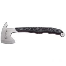 Quilosa - tomahawk soldier J&V Axe avec mango Micarta noire, lame de 8 cm et couverture cordura inclus. Outil de camping pour la pêche, la chasse et