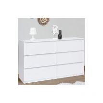 Idmarket - tomi xxl Cassettone a 6 cassetti 140 cm in legno bianco