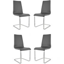 T M C S - Tommychairs 4 Berlin chairs steel legs, wood seat and dark grey faux leather