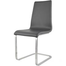 Tommychairs Berlin chair steel legs, wood seat and dark grey faux leather