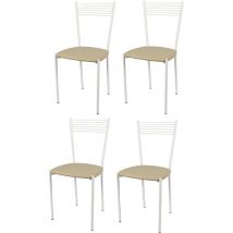 Tommychairs - Set 4 chaises elegance pour cuisine, bar et salle à manger, robuste structure en acier peindré en couleur blanc et assise rembourrée et