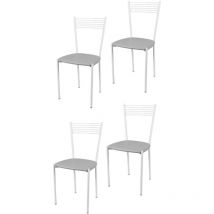 Tommychairs - Set 4 chaises elegance pour cuisine, bar et salle à manger, robuste structure en acier peindré en couleur blanc et assise rembourrée et