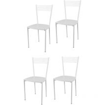 T M C S - Tommychairs - Set 4 Chaises Elegance Pour Cuisine, Bar Et Salle À Manger, Robuste Structure En Acier Peindré En Couleur Blanc Et Assise En 