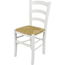 T M C S - Tommychairs - Chaise venezia pour cuisine, bar et salle à manger, robuste structure en bois de hêtre laqué en couleur blanc et assise en