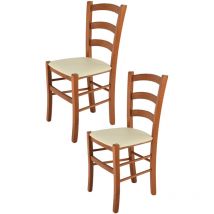 T M C S - Tommychairs - Set 2 chaises venice pour cuisine, bar et salle à manger, robuste structure en bois de hêtre peindré en couleur cerisier et