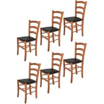 T M C S - Tommychairs - Set 6 chaises venice pour cuisine, bar et salle à manger, robuste structure en bois de hêtre peindré en couleur cerisier et