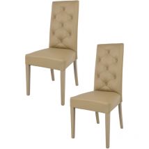 T M C S - Tommychairs 2 Chantal chairs in beech, seat in cappuccino faux leather
