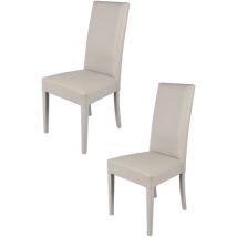 T M C S - Tommychairs 2 Glory chairs in beech, light grey faux leather seat