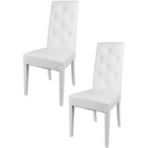 T M C S - Tommychairs 2 Chantal chairs in beech, seat in white faux leather