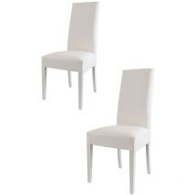 T M C S - Tommychairs 2 Glory chairs in beech, white faux leather seat