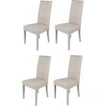 T M C S - Tommychairs 4 Glory chairs in beech, light grey faux leather seat