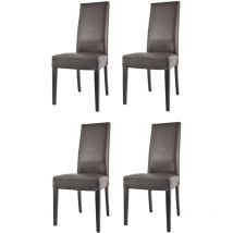 T M C S - Tommychairs 4 Glory chairs in beech, seat in brown faux leather