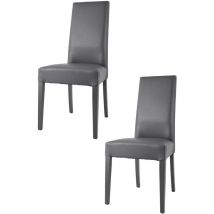 T M C S - Tommychairs 2 Glory chairs in beech, dark grey faux leather seat